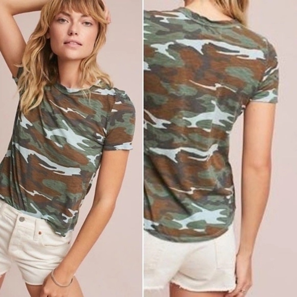 Anthropologie t.la | Green, Blue & Brown Camo Tee Shirt | S